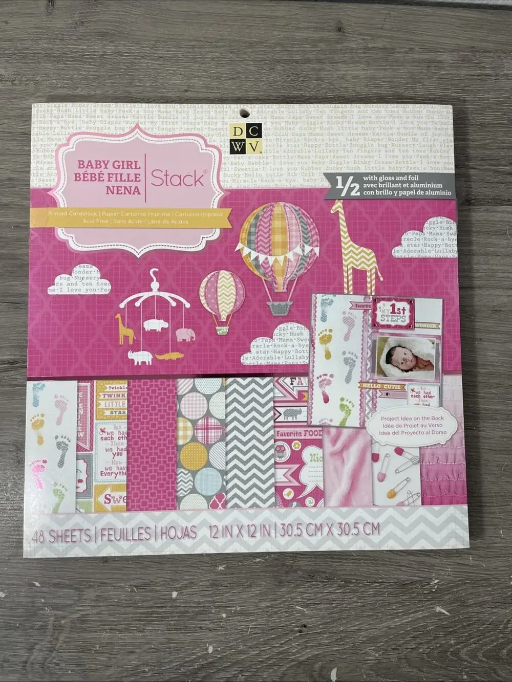 DCWV Baby Girl Scrapbooking paper #PS-005-00294